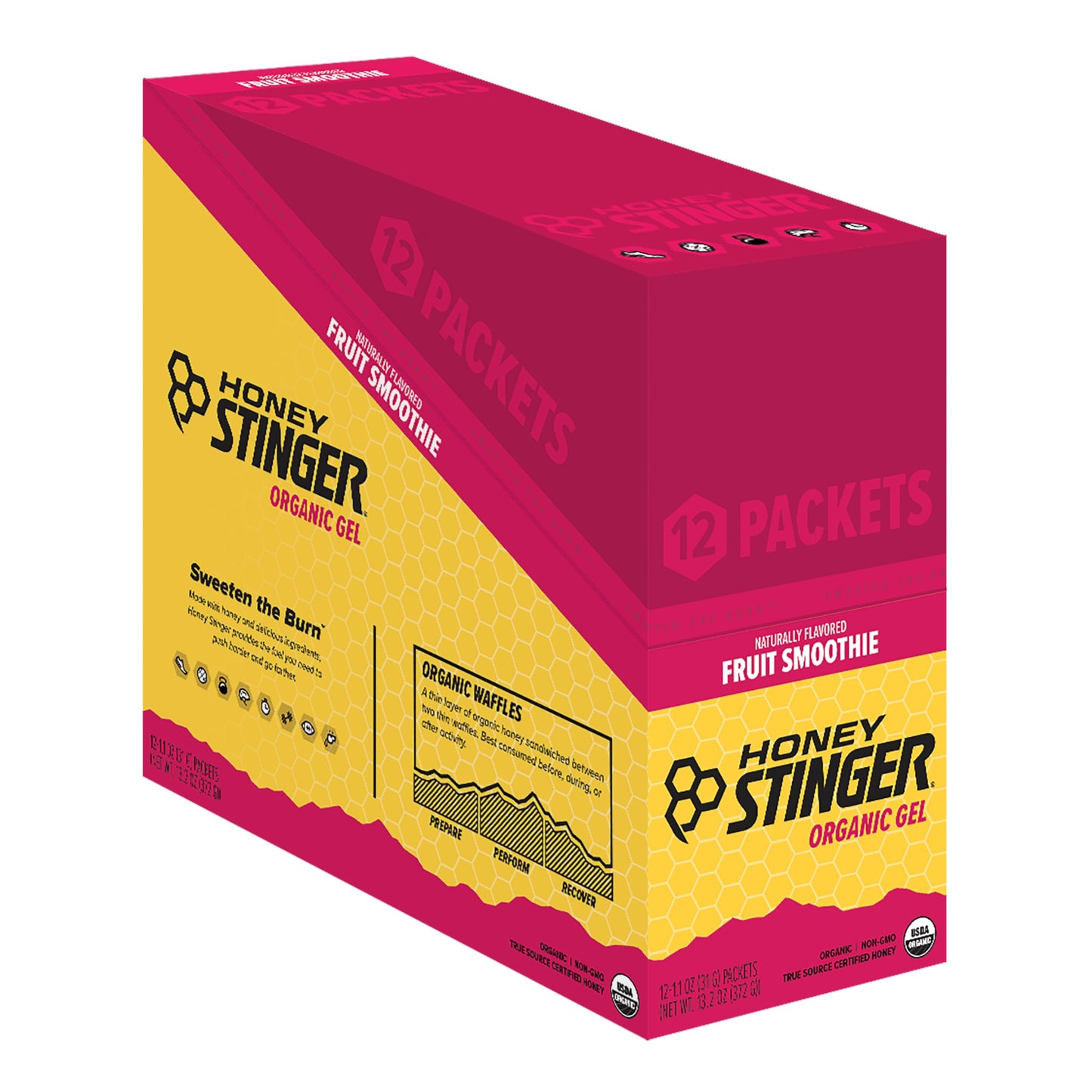 Honey Stinger Organic Fruit Smoothie Energy Gel, Gluten Free & Caffeine Free, for Exercise, Running and Performance, Sports Nutrition for Home & Gym, Pre and Mid Workout, 12 Pack, 13.2 Ounce