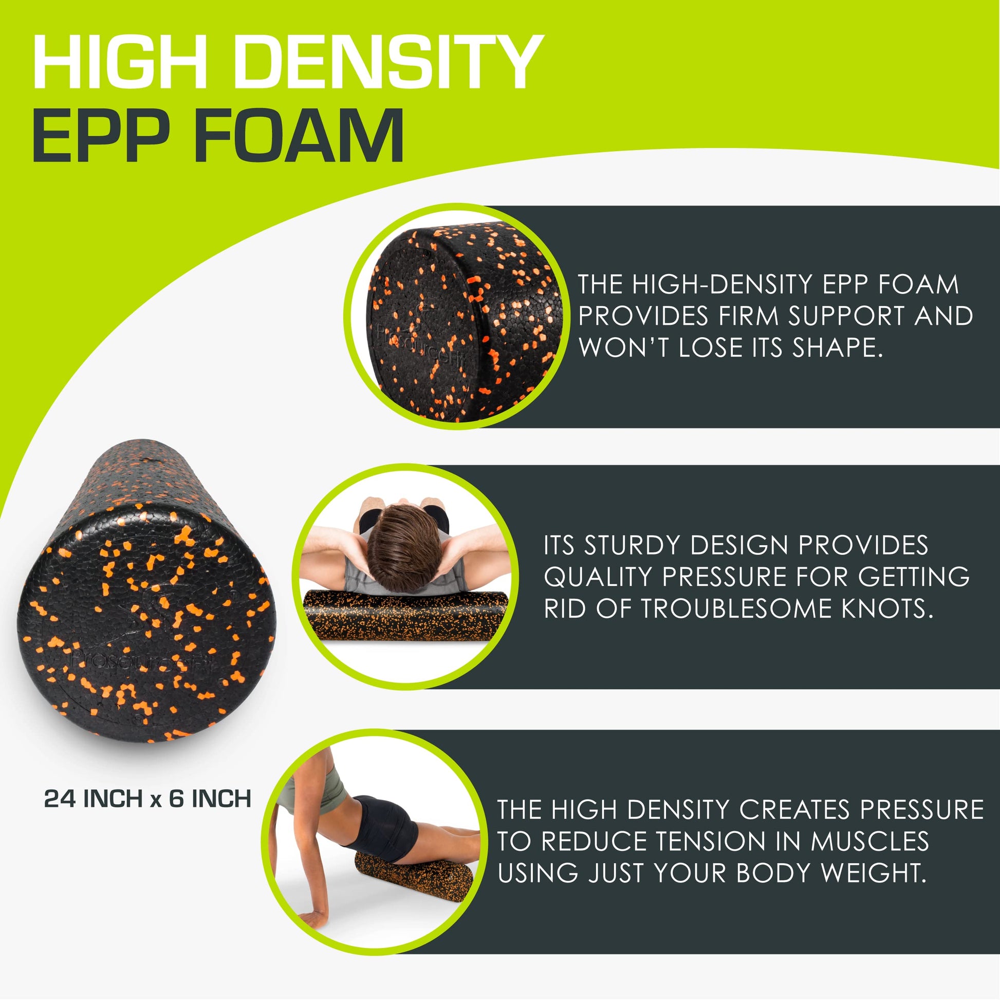 ProsourceFit High Density Foam Rollers, Firm Full Body Athletic Massage Tool for Back Stretching, Yoga, Pilates, Post Workout Muscle Recuperation - My Store