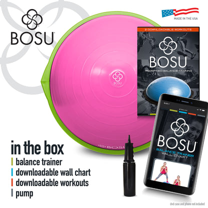 Bosu Balance Ball Exercise Trainer, Home Gym Equipment w/ Guided Workouts & Pump, 26", Blue - Inflatable Fitness Platform for Strength Training, Standing, Balancing, and Core Workout - My Store