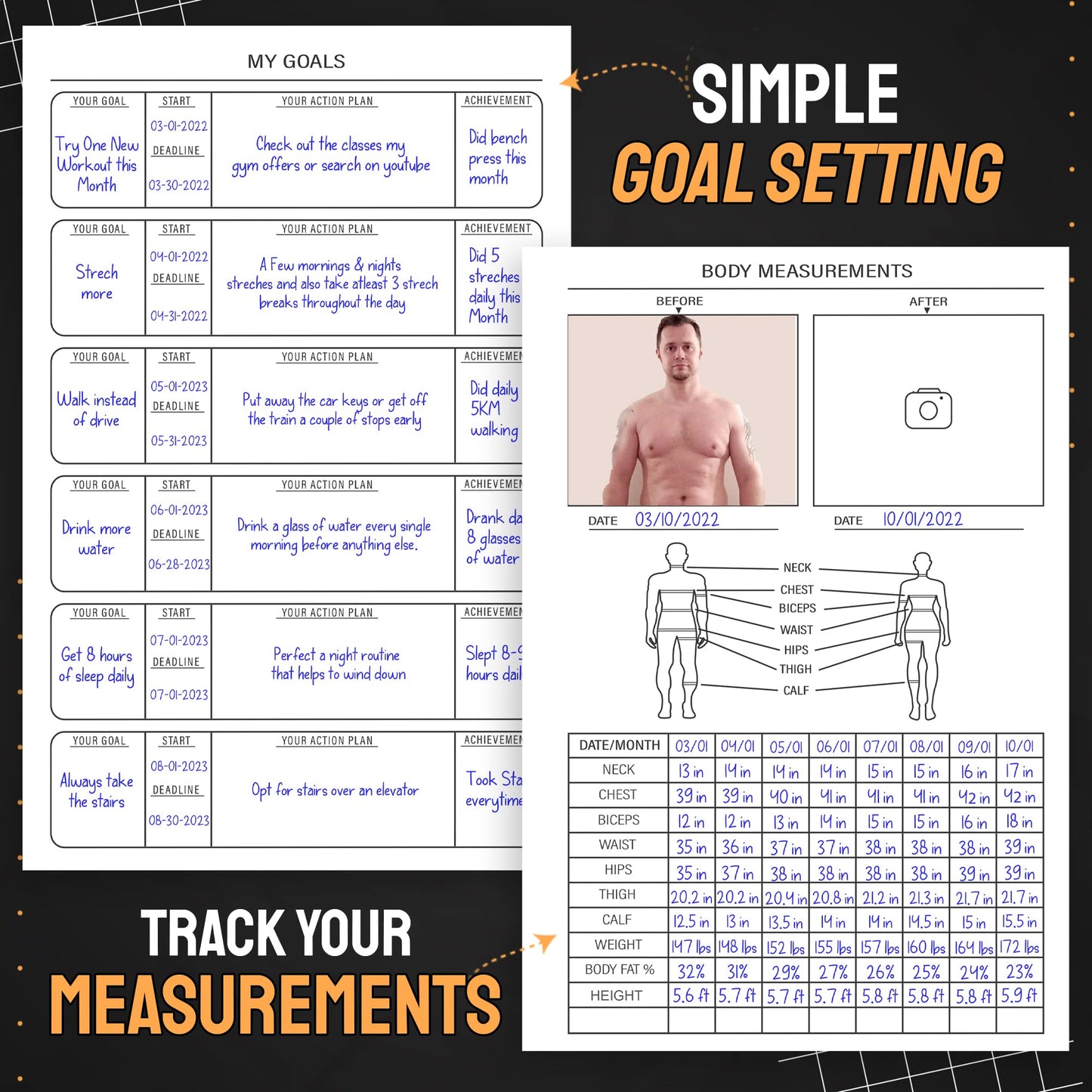 Nextnoid Hardcover Fitness Journal Workout Planner for Men & Women - A5(5.7" x 8.3") Sturdy Workout Log Book to Track Gym & Home Workouts - My Store