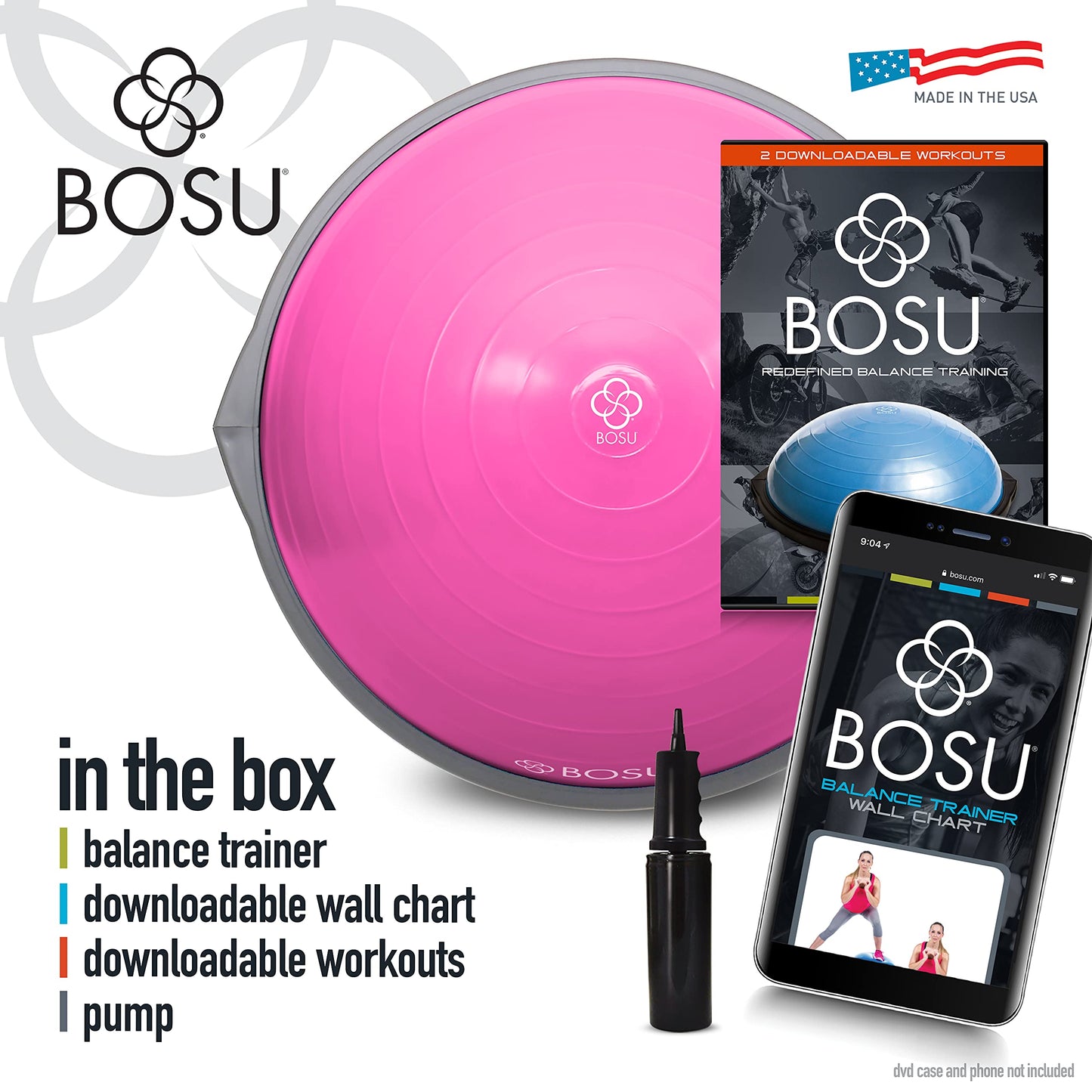 Bosu Balance Ball Exercise Trainer, Home Gym Equipment w/ Guided Workouts & Pump, 26", Blue - Inflatable Fitness Platform for Strength Training, Standing, Balancing, and Core Workout - My Store