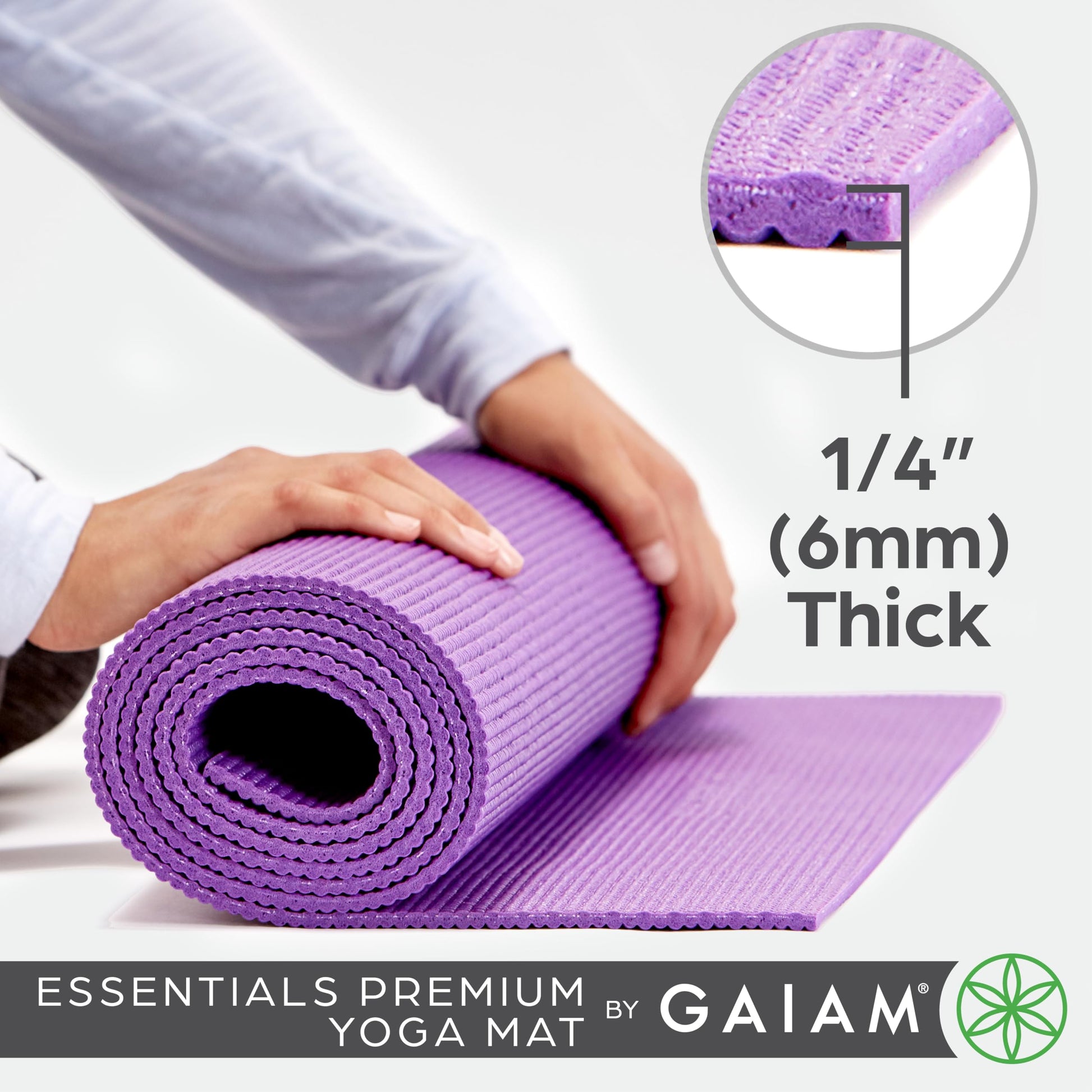 Gaiam Essentials Thick and Thin Yoga Mat Fitness & Exercise Mat with Easy-Cinch Carrier Strap - My Store