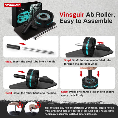 VINSGUIR Ab Roller Wheel, Abs & Core Workout Equipment for Home Gym with Knee Pad Accessories, Abdominal Wheel for Full-body Strength Training - My Store