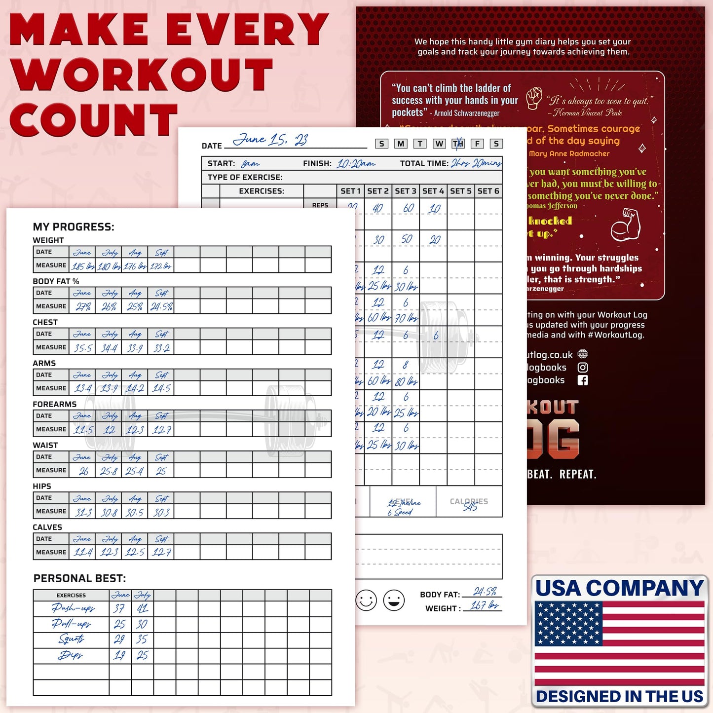 Workout Planner for Daily Fitness Tracking & Goals Setting - A5 Size, 6” x 8”, Charcoal Gray - Men & Women Personal Home & Gym Training Diary - Log Book Journal - by Workout Log Gym - My Store