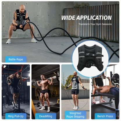 ZELUS Weighted Vest, 6lb/8lb/12lb/16lb/20lb/25lb/30lb Weight Vest with Reflective Stripe for Workout, Strength Training, Running, Fitness, Muscle Building, Weight Loss, Weightlifting - My Store