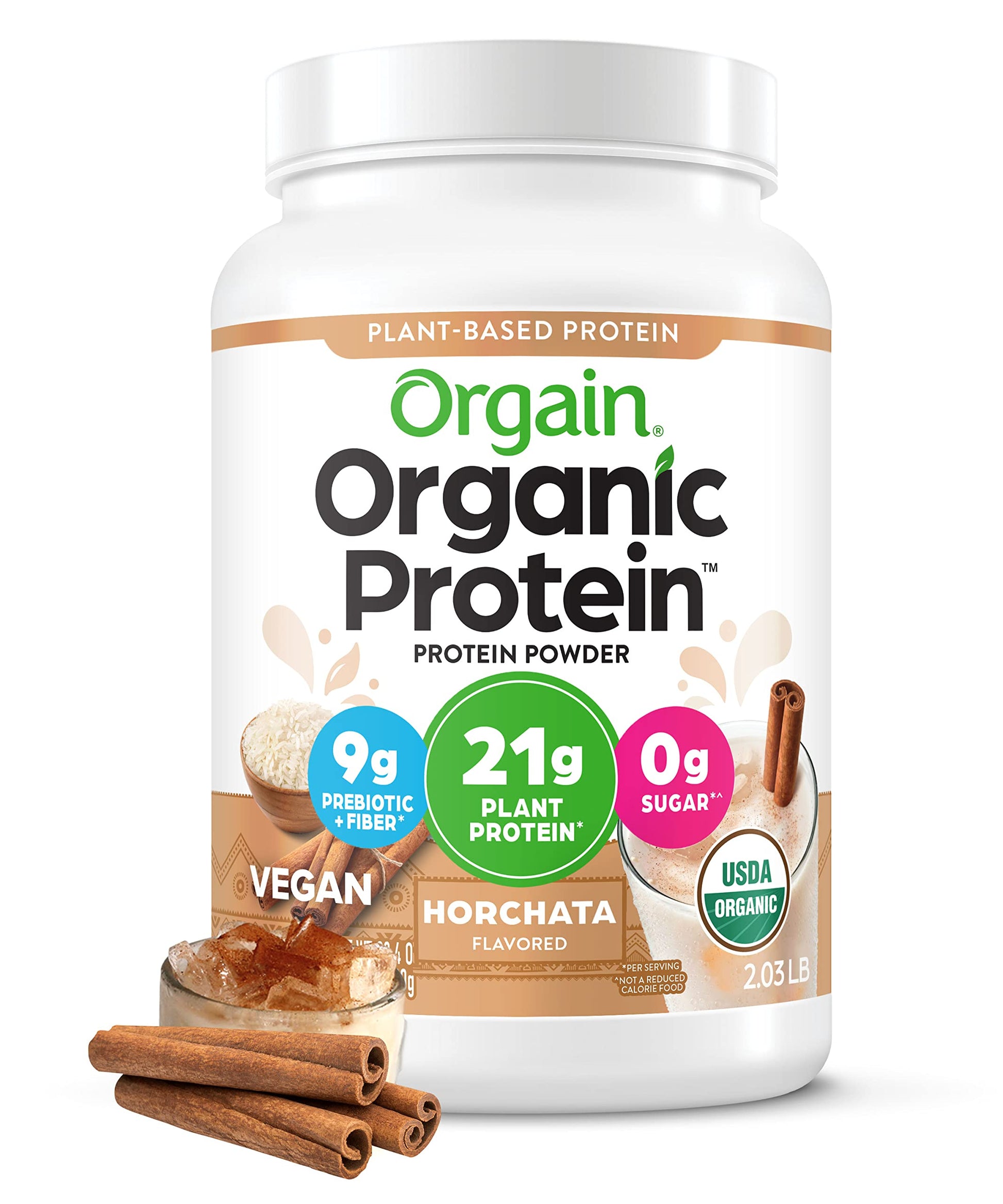 Orgain Organic Vegan Protein Powder, Vanilla Bean - 21g Plant Protein, 4g Prebiotic Fiber, No Lactose Ingredients, No Added Sugar, Non-GMO, For Shakes & Smoothies, 2.03 lb (Packaging May Vary) - My Store