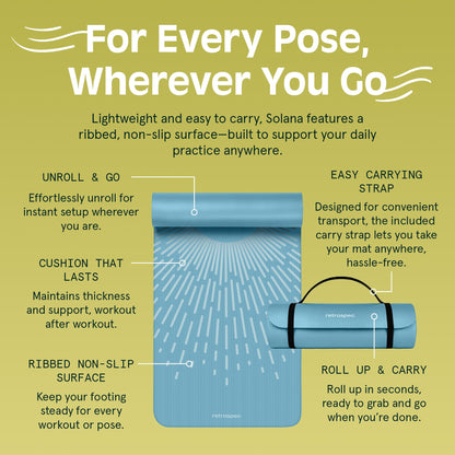 Retrospec Solana Yoga Mat 1" Thick With Nylon Strap For Men & Women - Non Slip Exercise Mat For Home Yoga, Pilates, Stretching, Floor & Fitness Workouts - My Store