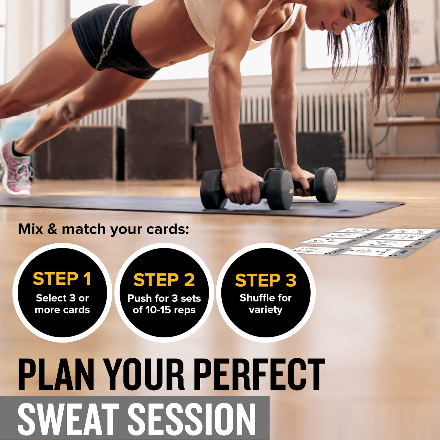 NewMe Fitness Stretching Workout Cards, Instructional Fitness Deck for Women & Men, Beginner Fitness Guide to Training Exercises at Home or Gym - My Store