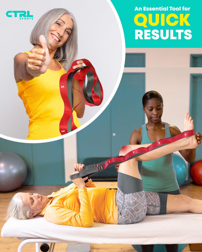 Stretching Strap with Loops - Non Elastic Stretch Band for Physical Therapy, Yoga Strap for Stretching Equipment, Stretch Bands for Exercise and Flexibility - Fascia, Hamstring & Leg Stretcher Belt - My Store