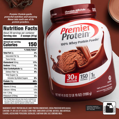 Premier Protein Powder, Vanilla Milkshake, 30g Protein, 1g Sugar, 100% Whey Protein, Keto Friendly, No Soy Ingredients, Gluten Free, 17 Servings, 23.3 Ounces - My Store