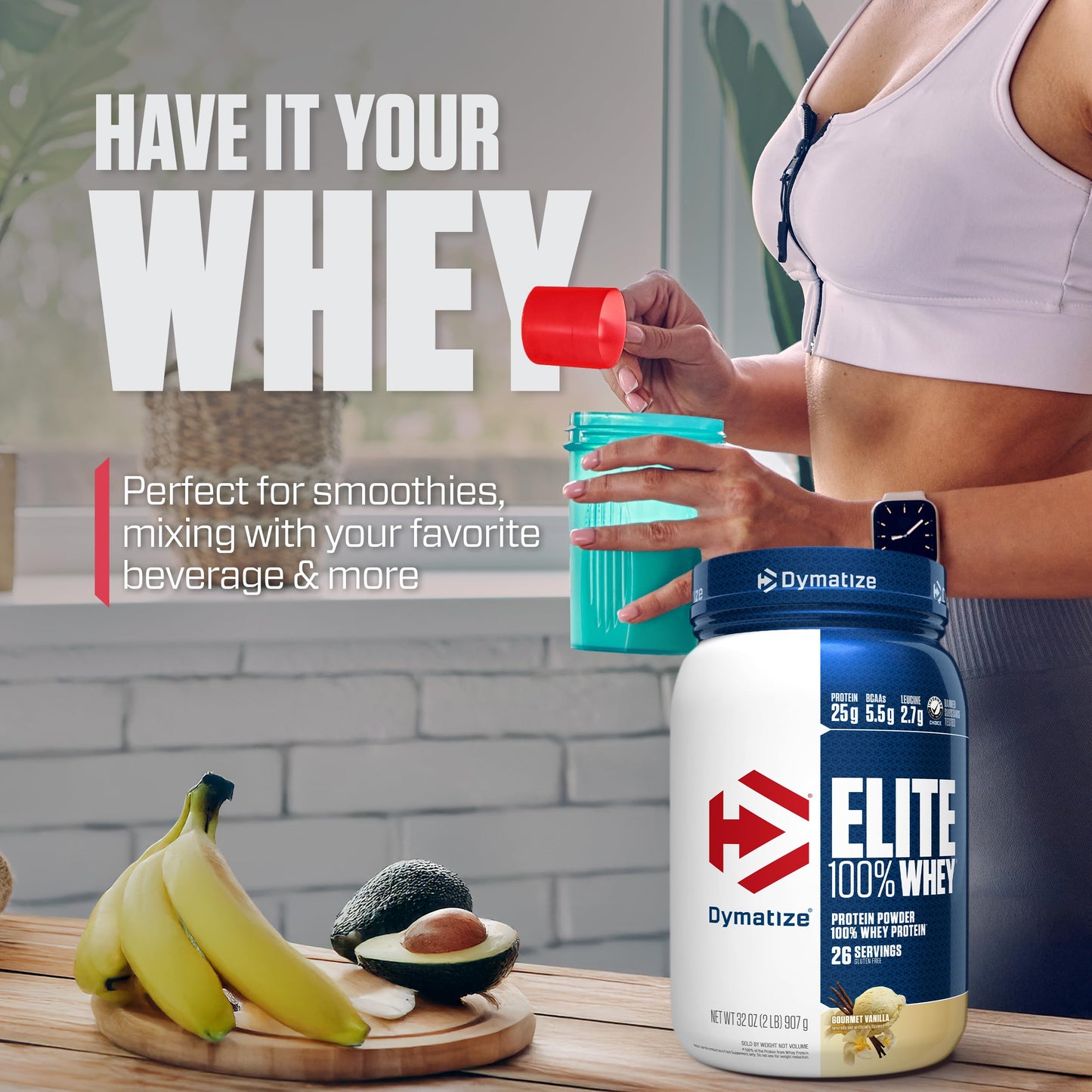 Dymatize Elite 100% Whey Protein Powder, Cookies & Cream, 25g of Protein, 5.5g BCAAs, Less Than 140 Cal., Gluten Free, 3g Carb, 2g Sugar, 3g Fat (25 Servings)