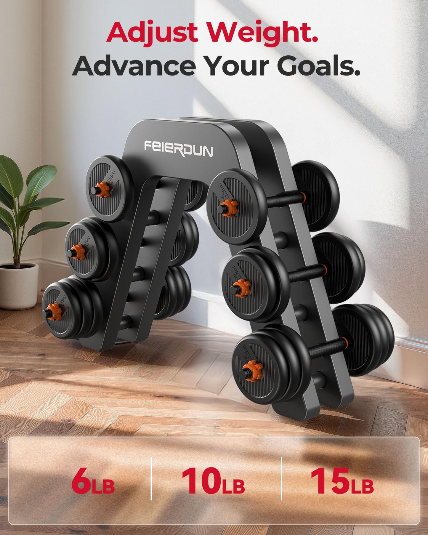 FEIERDUN Adjustable Dumbbells, 20/30/40/45/70/90lbs Free Weight Set with Connector, 5 in1 Dumbbells Set Used as Barbell, Kettlebells, Push up Stand, Weight Plate, Fitness Exercises for Home Gym Suitable Men/Women - My Store