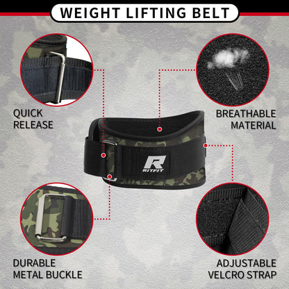RitFit Weight Lifting Belt - Great for Squats, Lunges, Deadlift, Thrusters - Men and Women - 6 Inch Black/Camouflage - My Store