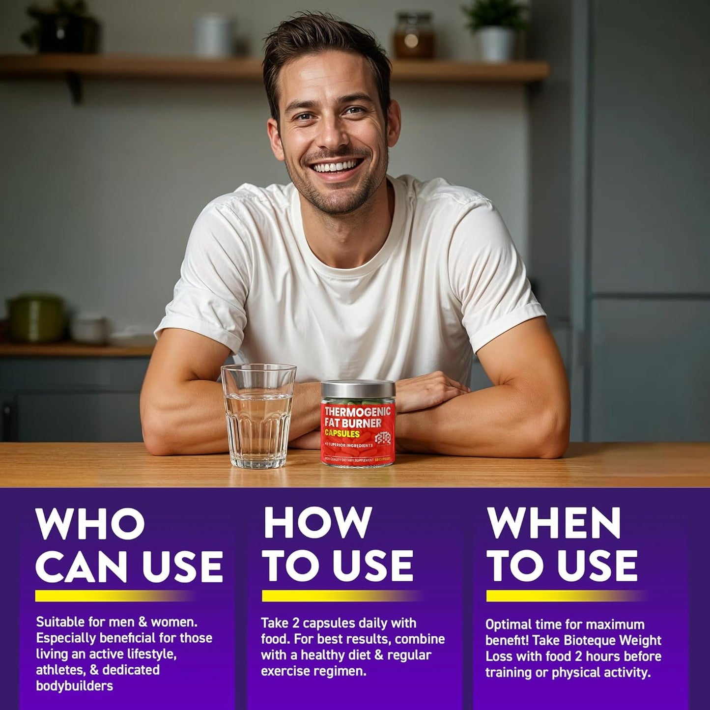 Thermogenic Fat Burner Capsules - Weight Loss Pills for Women & Men, Appetite Suppressant, Metabolism Booster - Green Tea, Coffee Extract, Garcinia Cambogia - Diet Pills for Weight Loss - 60 Capsules