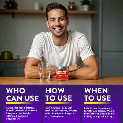 Thermogenic Fat Burner Capsules - Weight Loss Pills for Women & Men, Appetite Suppressant, Metabolism Booster - Green Tea, Coffee Extract, Garcinia Cambogia - Diet Pills for Weight Loss - 60 Capsules