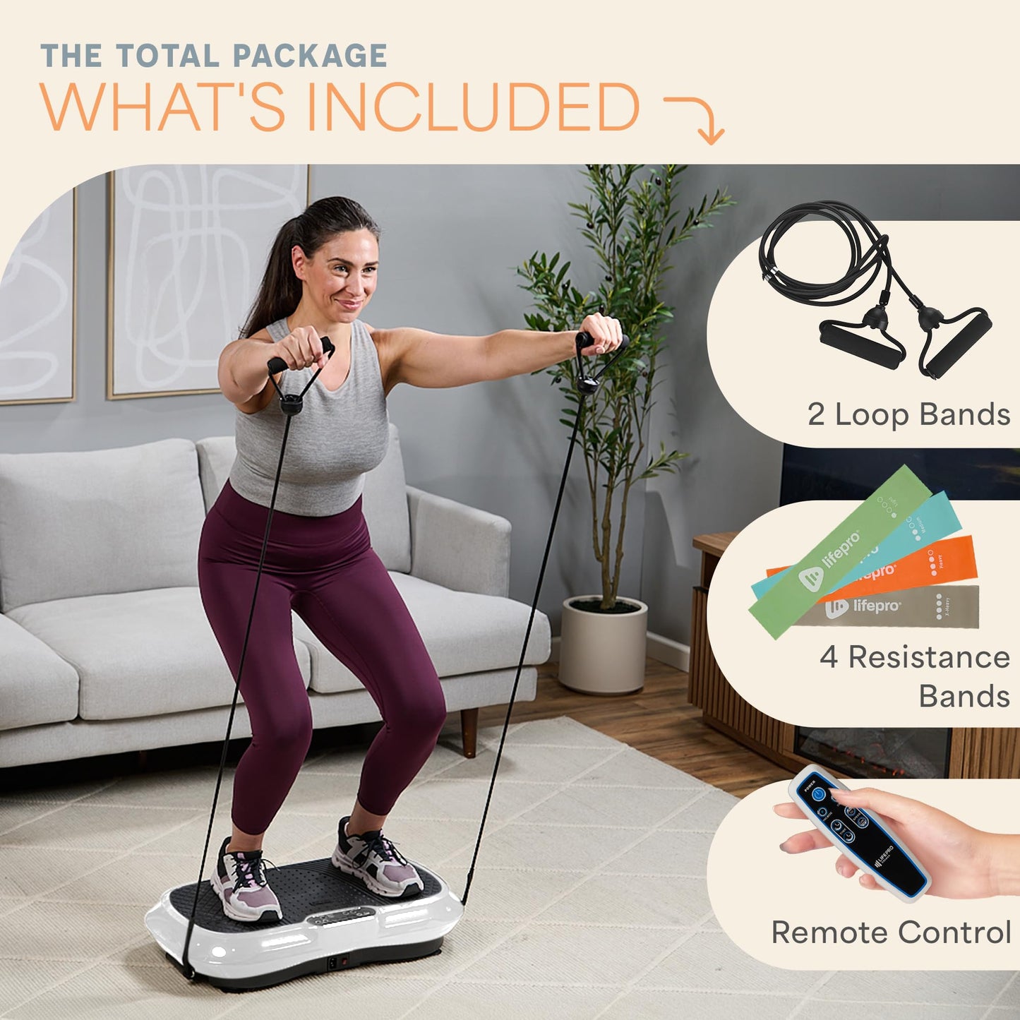 Lifepro Waver Vibration Plate Exercise Machine for Lymphatic Drainage, Muscle Activation, Full-Body Workout Vibrating Platform with Loop Bands, Fitness Equipment for Strength Toning & Fat Loss - My Store