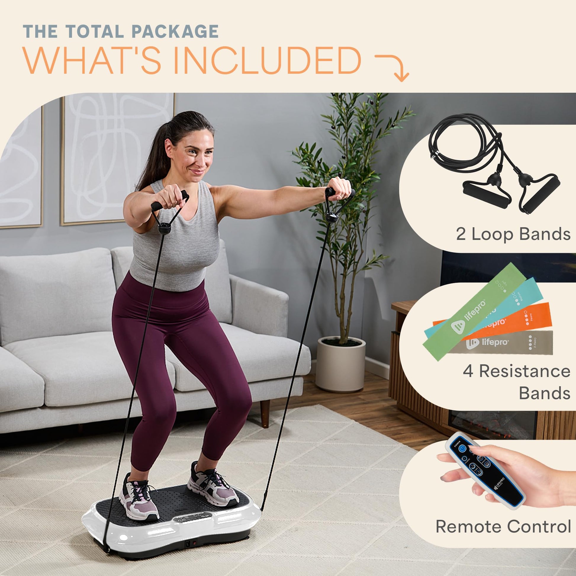 Lifepro Waver Vibration Plate Exercise Machine for Lymphatic Drainage, Muscle Activation, Full-Body Workout Vibrating Platform with Loop Bands, Fitness Equipment for Strength Toning & Fat Loss - My Store