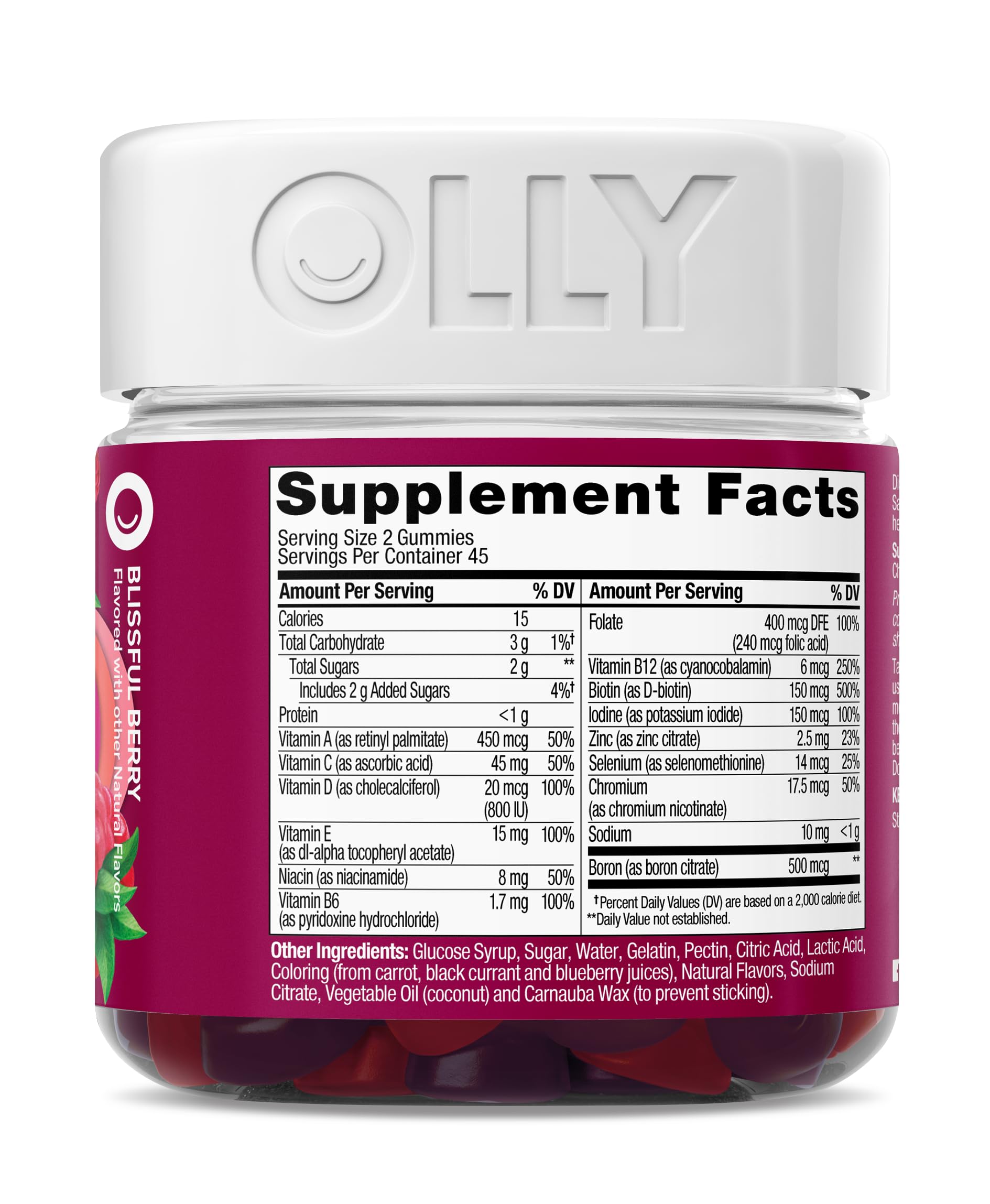 OLLY Women's Multivitamin Gummy, Vitamins A, D, C, E, Biotin, Folic Acid, Adult Chewable Vitamin, Berry Flavor, 45 Day Supply - 90 Count - My Store