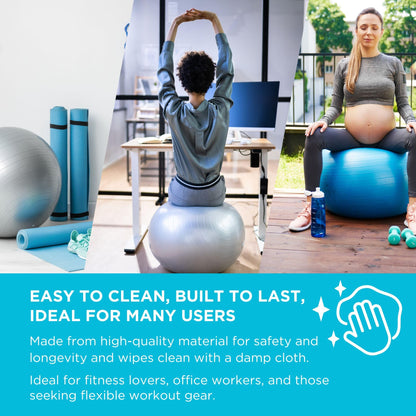 THERABAND Exercise Ball, Stability Ball with 55 cm Diameter for Athletes 5'1" to 5'6" Tall, Standard Fitness Ball for Posture, Balance, Yoga, Pilates, Core, & Rehab, Red - My Store