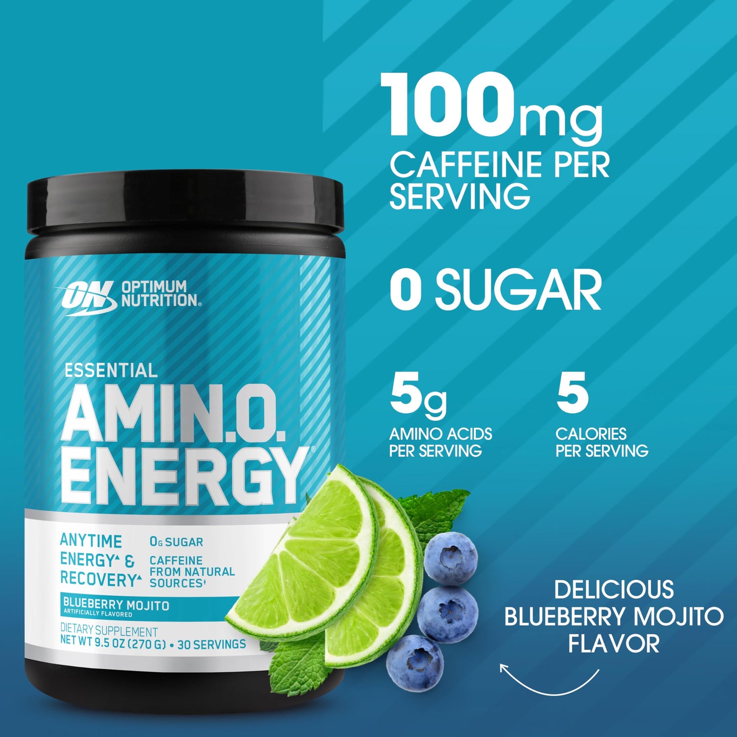 Optimum Nutrition Amino Energy - Pre Workout with Green Tea, BCAA, Amino Acids, Keto Friendly, Green Coffee Extract, Energy Powder - Concord Grape, 65 Servings (Packaging May Vary)