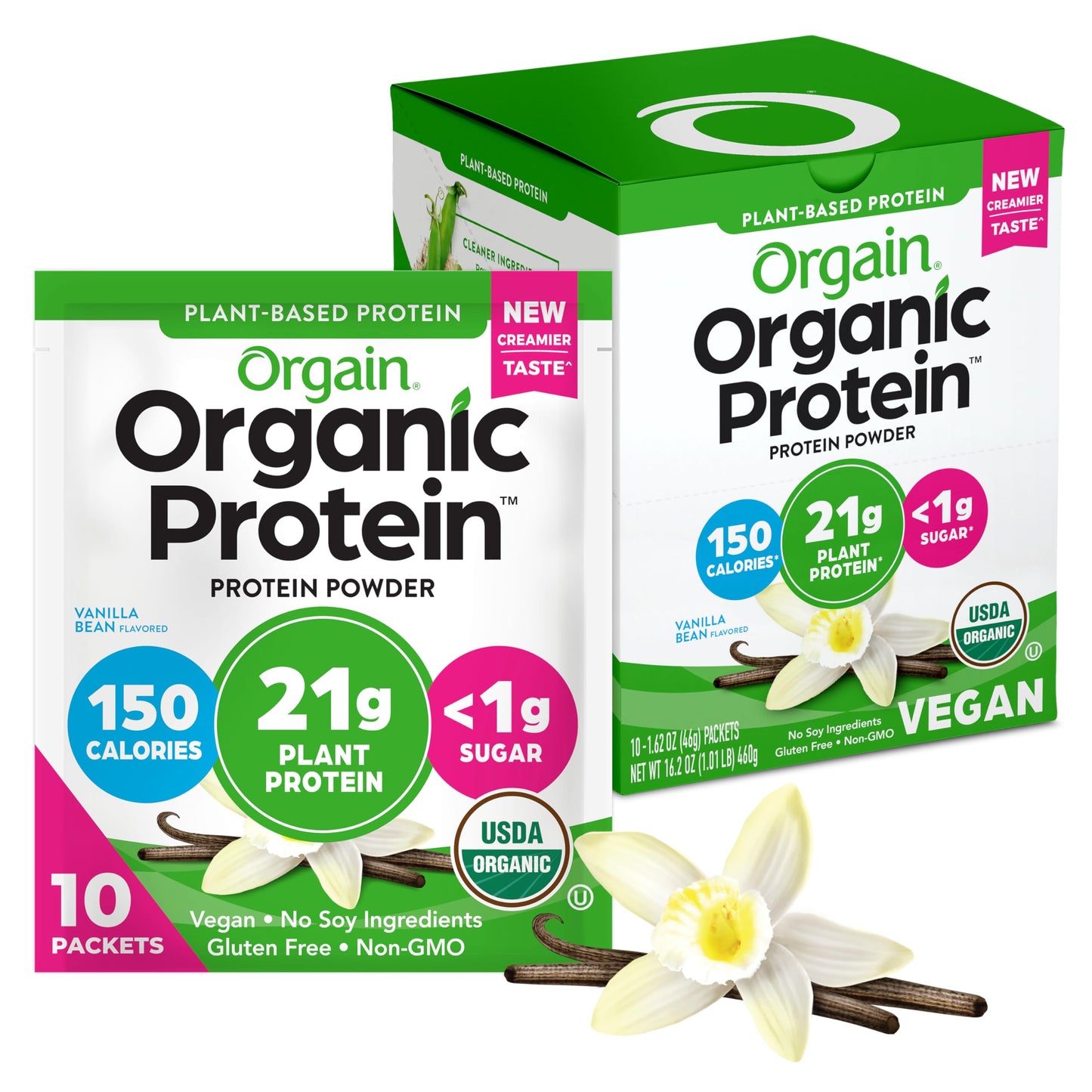 Orgain Organic Vegan Protein Powder, Vanilla Bean - 21g Plant Protein, 4g Prebiotic Fiber, No Lactose Ingredients, No Added Sugar, Non-GMO, For Shakes & Smoothies, 2.03 lb (Packaging May Vary) - My Store