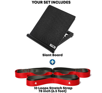 Stretching Strap with Loops - Non Elastic Stretch Band for Physical Therapy, Yoga Strap for Stretching Equipment, Stretch Bands for Exercise and Flexibility - Fascia, Hamstring & Leg Stretcher Belt - My Store