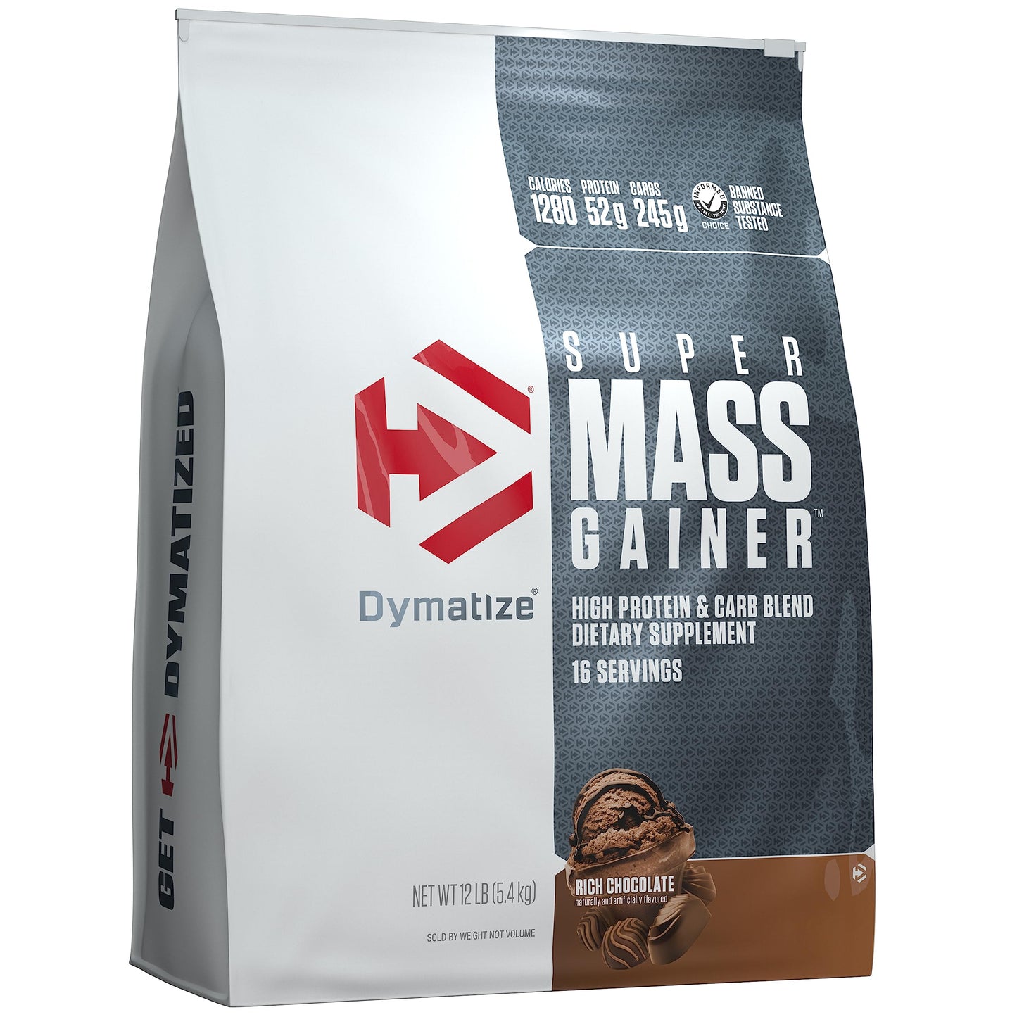 Dymatize Super Mass Gainer Protein Powder, Gourmet Vanilla, 52g Protein, 1g Creatine, 1280 Calories, 10.7g BCAAs, 245g Carbs, Contains Whey Protein Powder, Isolate, and Casein (8 Servings)