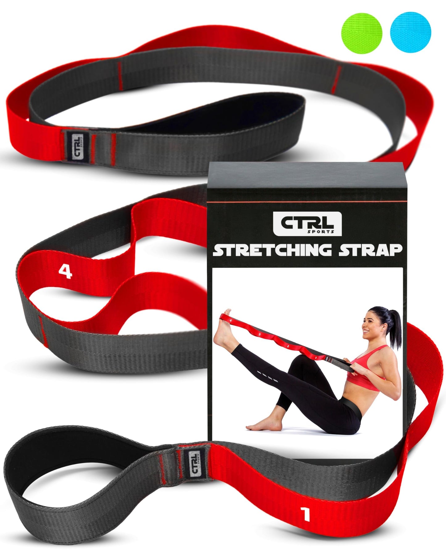 Stretching Strap with Loops - Non Elastic Stretch Band for Physical Therapy, Yoga Strap for Stretching Equipment, Stretch Bands for Exercise and Flexibility - Fascia, Hamstring & Leg Stretcher Belt - My Store