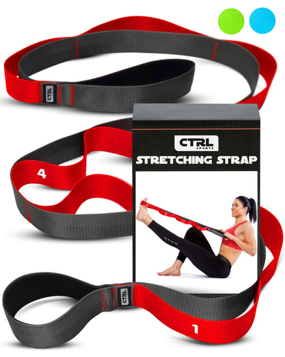 Stretching Strap with Loops - Non Elastic Stretch Band for Physical Therapy, Yoga Strap for Stretching Equipment, Stretch Bands for Exercise and Flexibility - Fascia, Hamstring & Leg Stretcher Belt - My Store