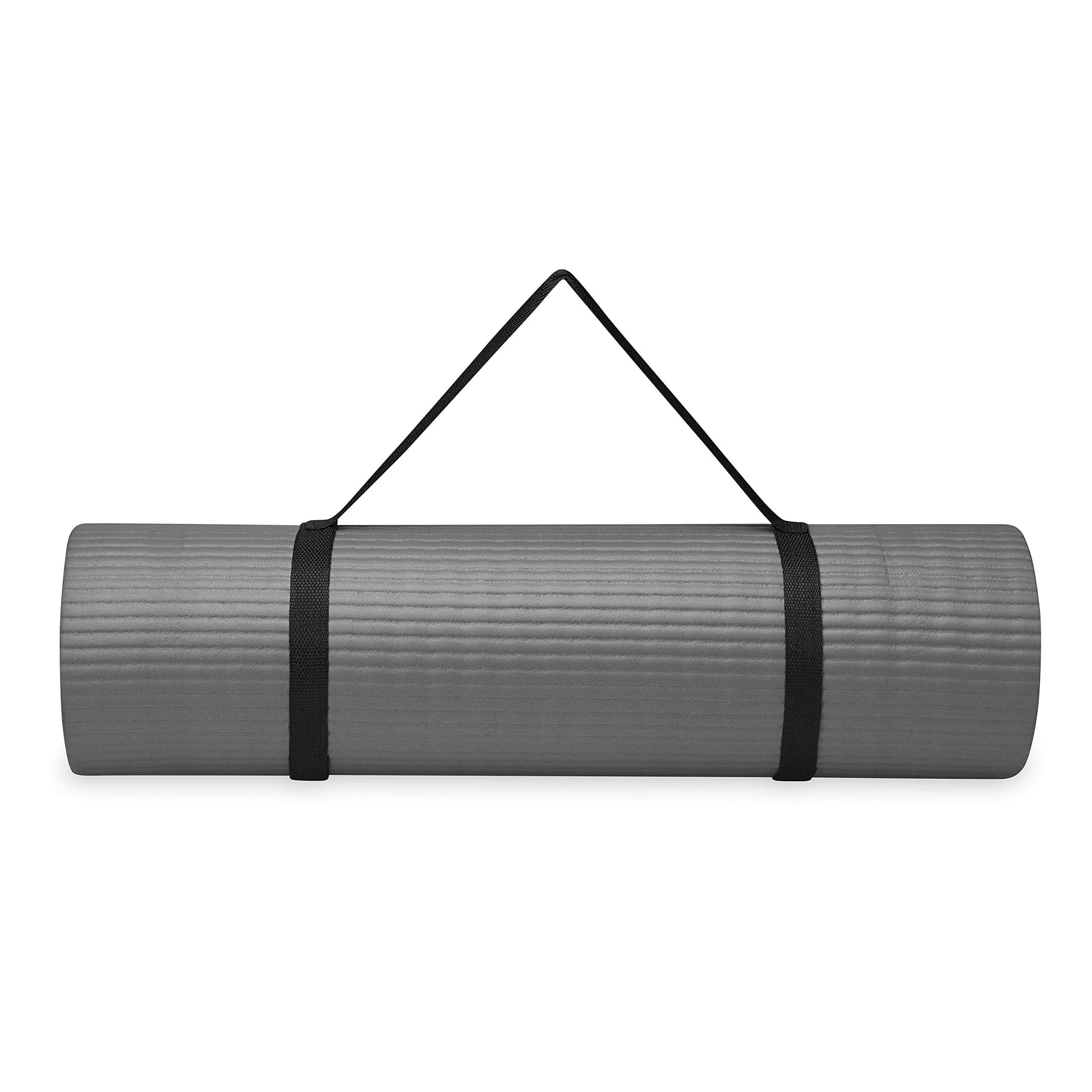 Gaiam Essentials Thick and Thin Yoga Mat Fitness & Exercise Mat with Easy-Cinch Carrier Strap - My Store