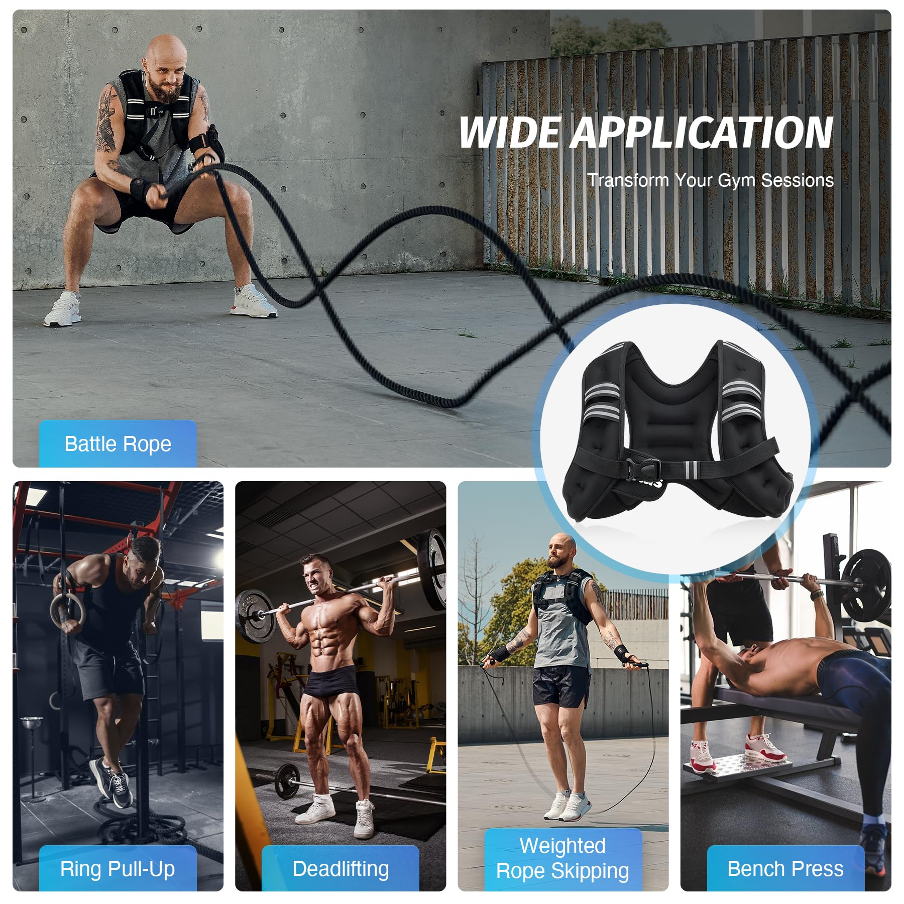 ZELUS Weighted Vest, 6lb/8lb/12lb/16lb/20lb/25lb/30lb Weight Vest with Reflective Stripe for Workout, Strength Training, Running, Fitness, Muscle Building, Weight Loss, Weightlifting - My Store