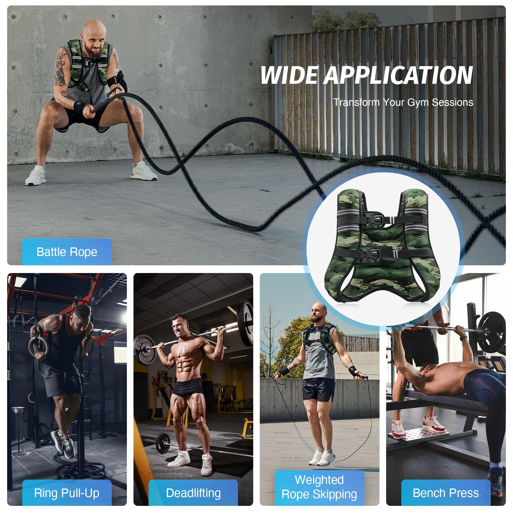 ZELUS Weighted Vest, 6lb/8lb/12lb/16lb/20lb/25lb/30lb Weight Vest with Reflective Stripe for Workout, Strength Training, Running, Fitness, Muscle Building, Weight Loss, Weightlifting - My Store