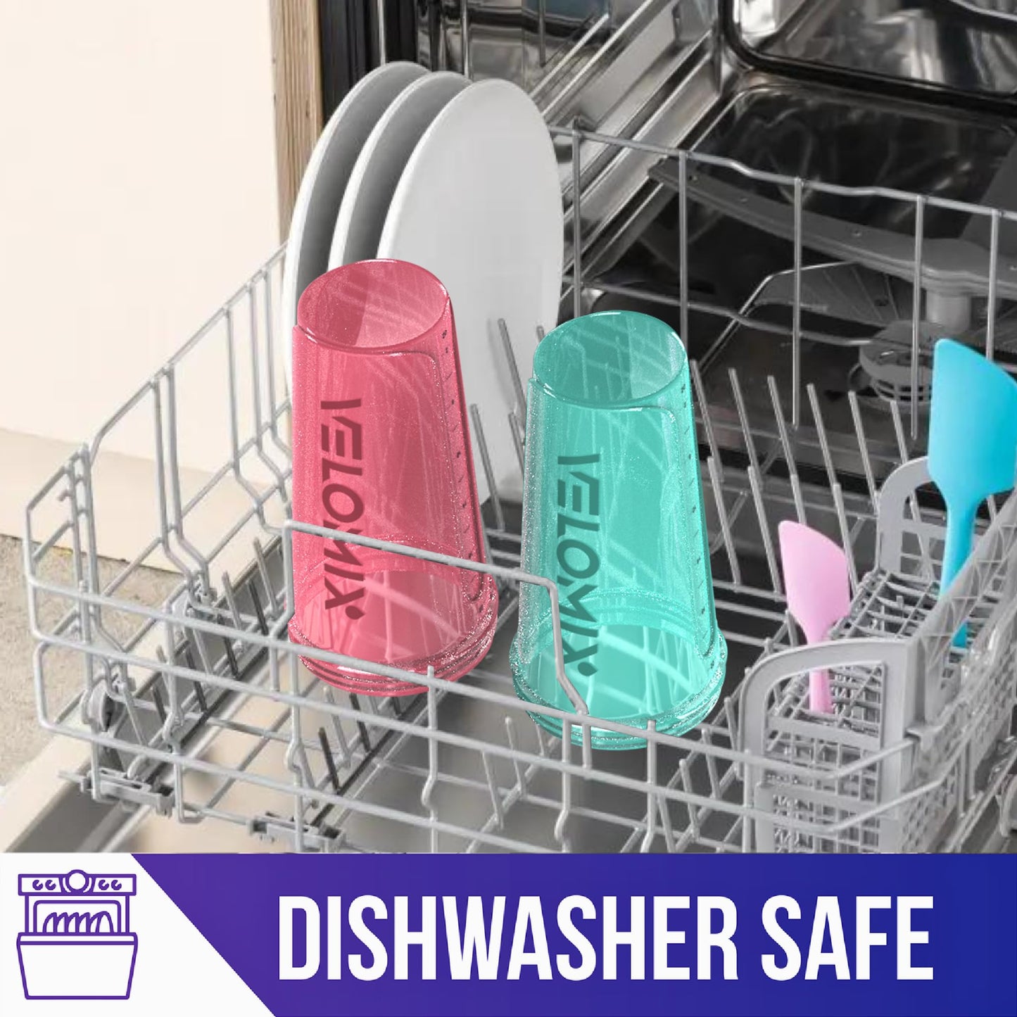 VELOMIX - 2 Pack- 28 oz Protein Shaker Bottles for Protein Mixes - 2x Wire Whisk | Leak Proof Shaker Cups for Protein Shakes | Protein Shaker Bottle Pack (Black/Transparent) - My Store