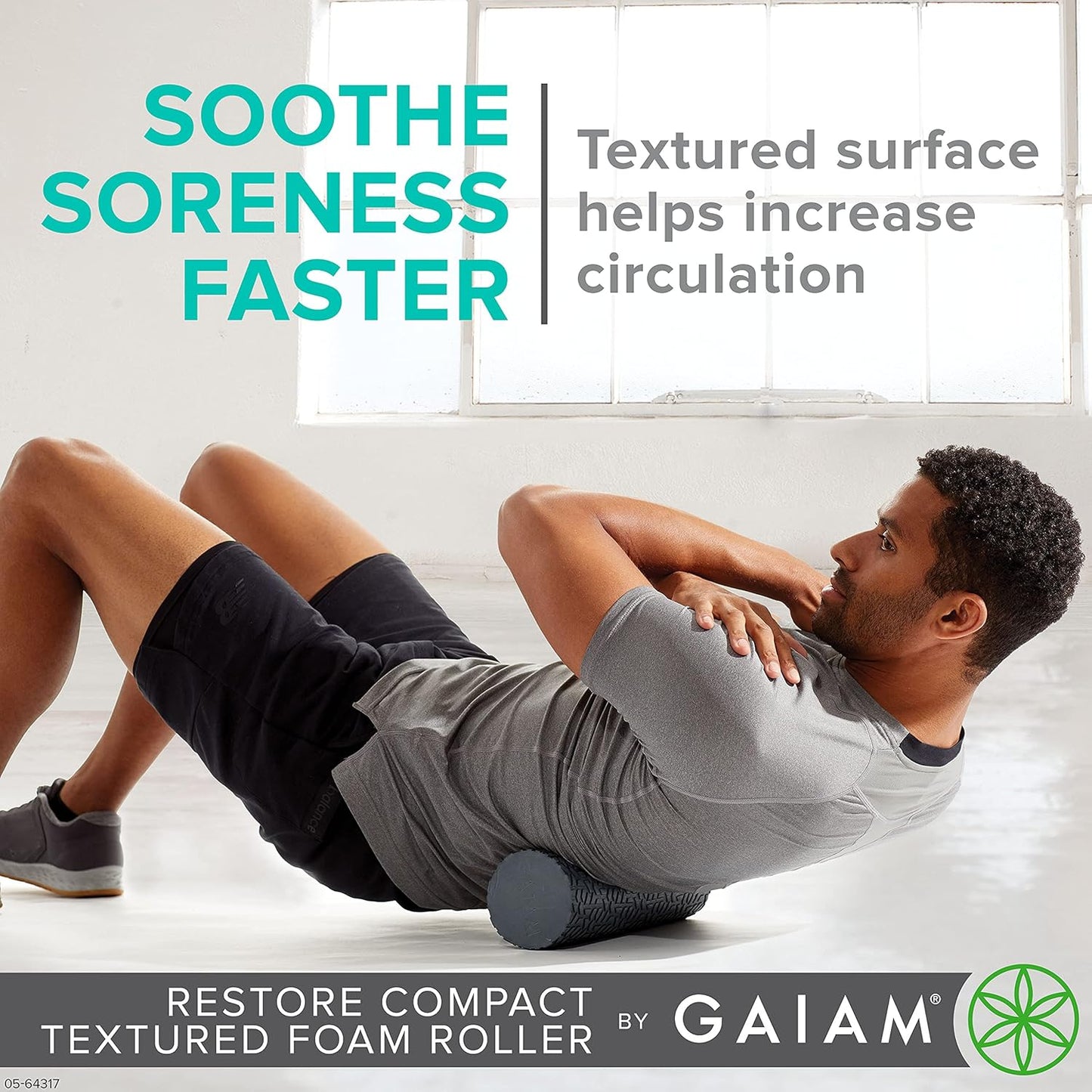 Gaiam Restore Compact Textured Foam Roller for Muscle Repair and Exercise – 12”L X 4" Diameter Massager Roller – Ideal for Improved Circulation and Easing Muscle Tension - My Store
