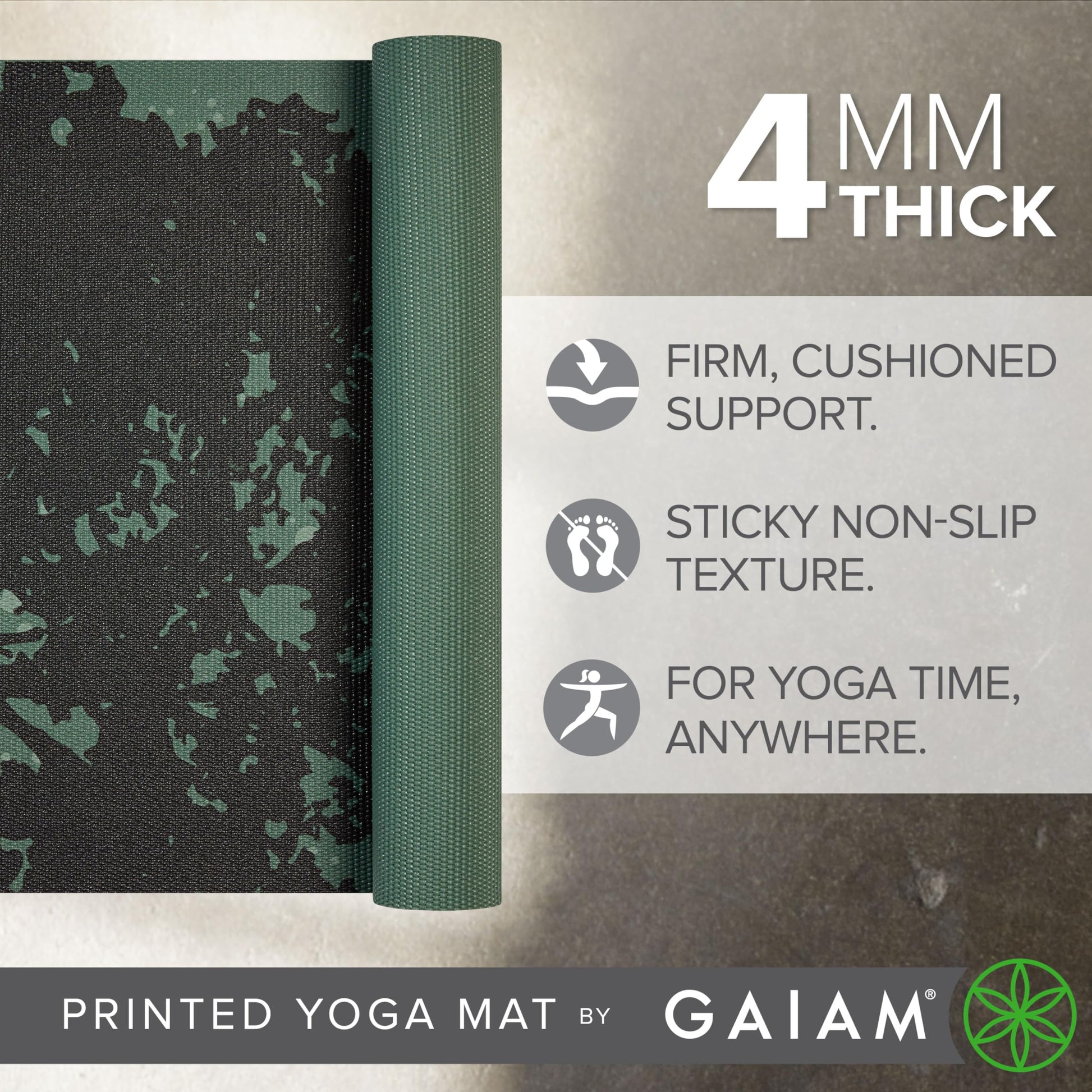 Gaiam Print Yoga Mat, Non Slip Exercise & Fitness Mat for All Types of Yoga, Pilates & Floor Exercises - My Store