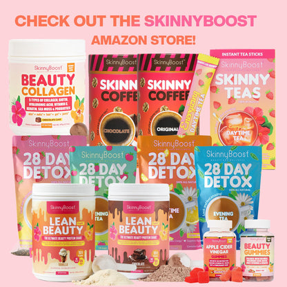 Skinny Boost Detox Tea Kit- 2 PACK –1 Daytime (28 Bags) + 1 Evening -(14 Bags) – Herbal Detox for Weight, Metabolism, Energy, Bloating & Colon Cleanse – Green Tea, Vegan, Keto, Non-GMO, Sugar-Free - My Store