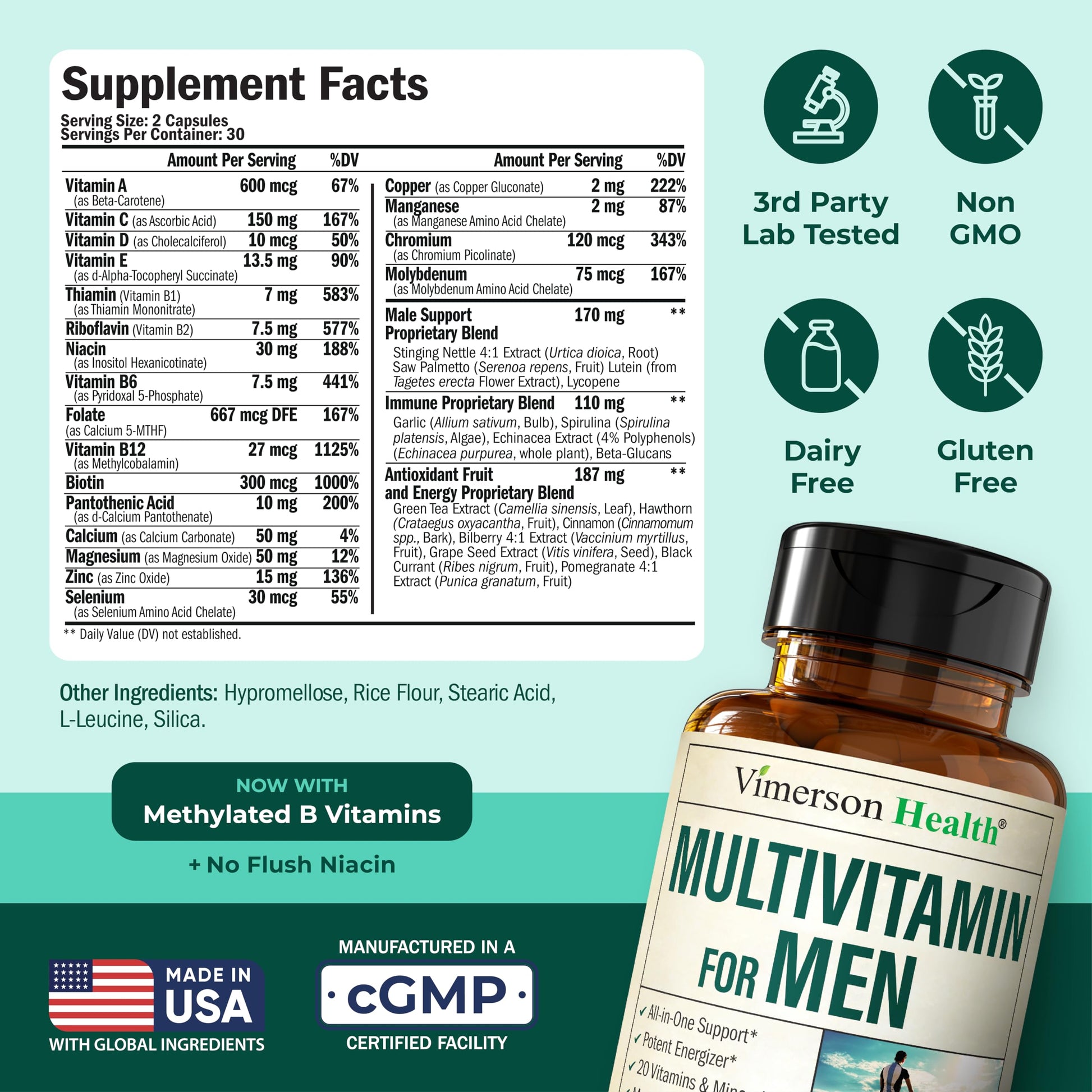 Multivitamin for Men – Methylated Mens Multivitamins & Multiminerals Capsules with Vitamin B12, A, D, C, Zinc, Magnesium & More for Complete Daily Support – High Potency Bioavailable Vitamins for Men - My Store