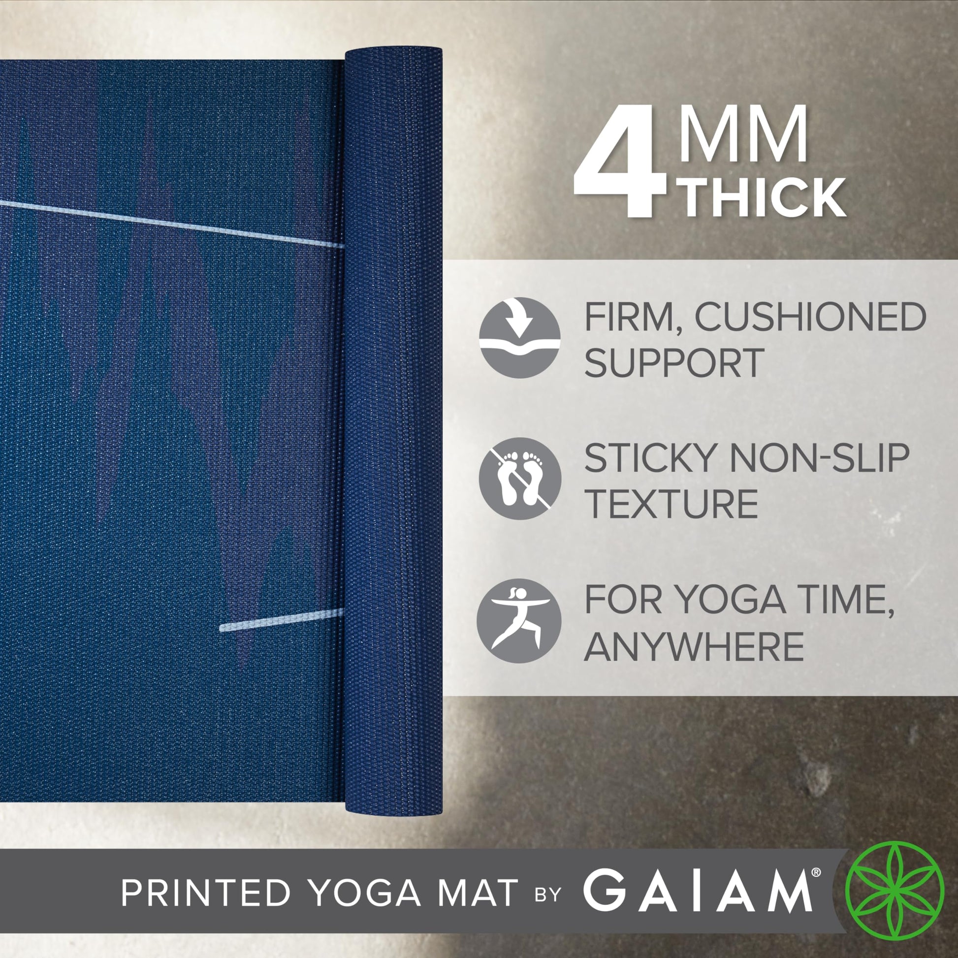 Gaiam Print Yoga Mat, Non Slip Exercise & Fitness Mat for All Types of Yoga, Pilates & Floor Exercises - My Store