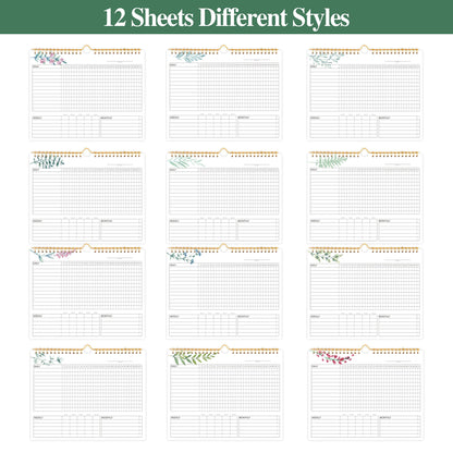 Habit Tracker Calendar- 12 Months Undated Daily Weekly & Monthly Period Habit Tracker Journal, Greenery Floral, Spiral Binding with Writable Goals Habits Track and Self Care Office Supplies. 8"x10" - My Store