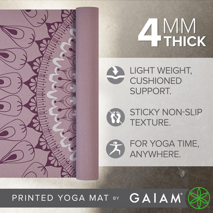 Gaiam Print Yoga Mat, Non Slip Exercise & Fitness Mat for All Types of Yoga, Pilates & Floor Exercises - My Store