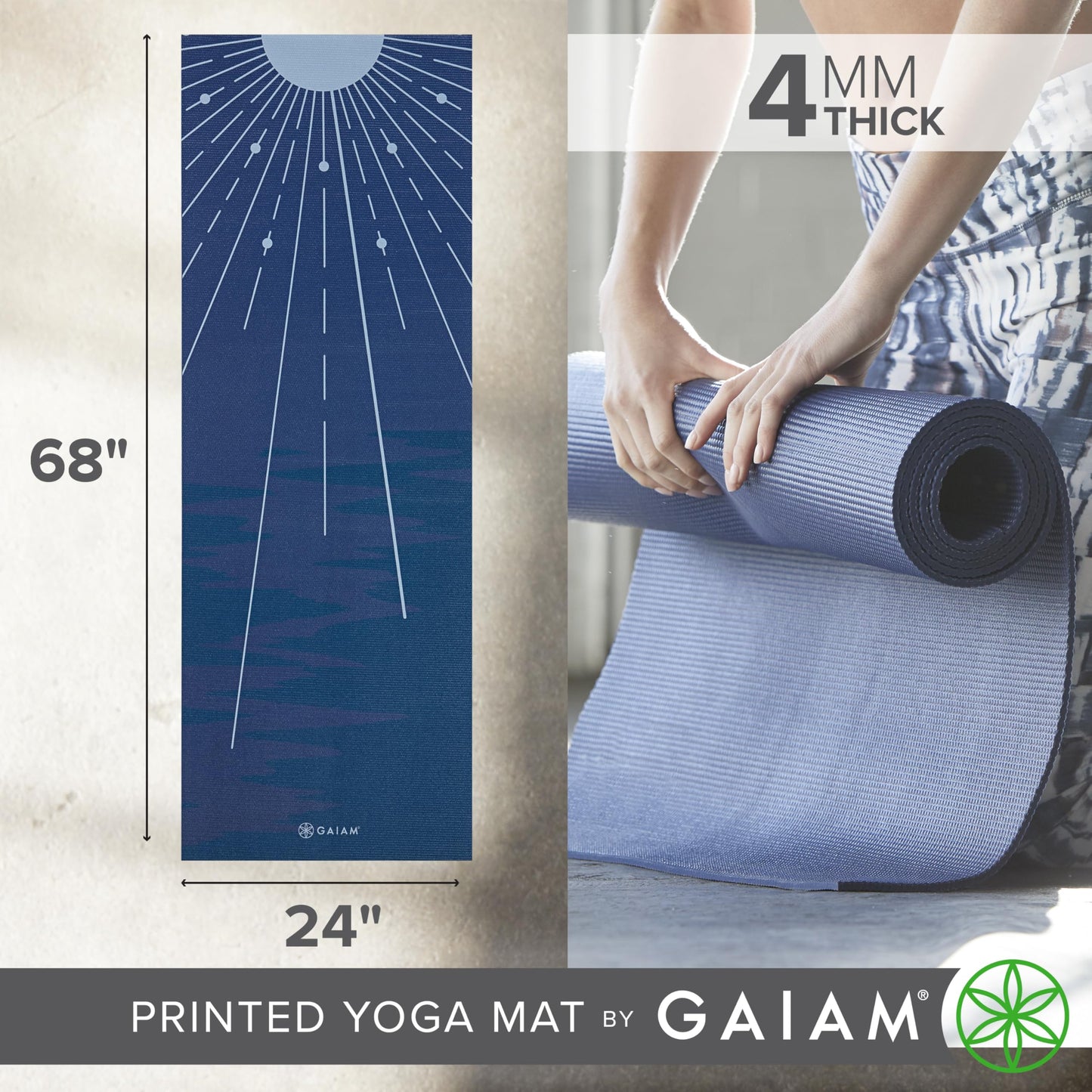 Gaiam Print Yoga Mat, Non Slip Exercise & Fitness Mat for All Types of Yoga, Pilates & Floor Exercises - My Store