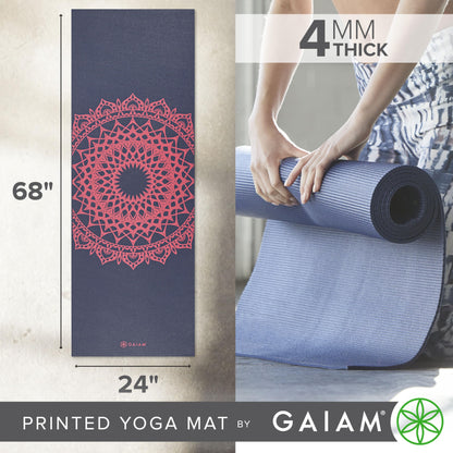 Gaiam Print Yoga Mat, Non Slip Exercise & Fitness Mat for All Types of Yoga, Pilates & Floor Exercises - My Store