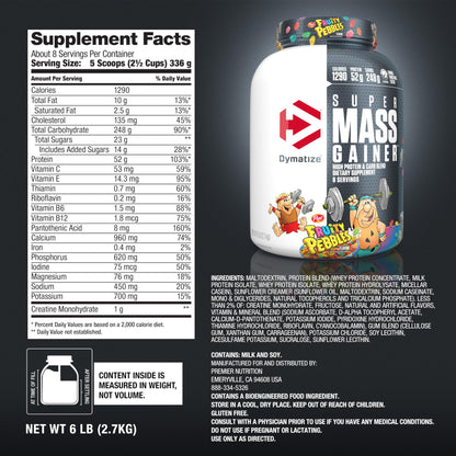 Dymatize Super Mass Gainer Protein Powder, Gourmet Vanilla, 52g Protein, 1g Creatine, 1280 Calories, 10.7g BCAAs, 245g Carbs, Contains Whey Protein Powder, Isolate, and Casein (8 Servings)