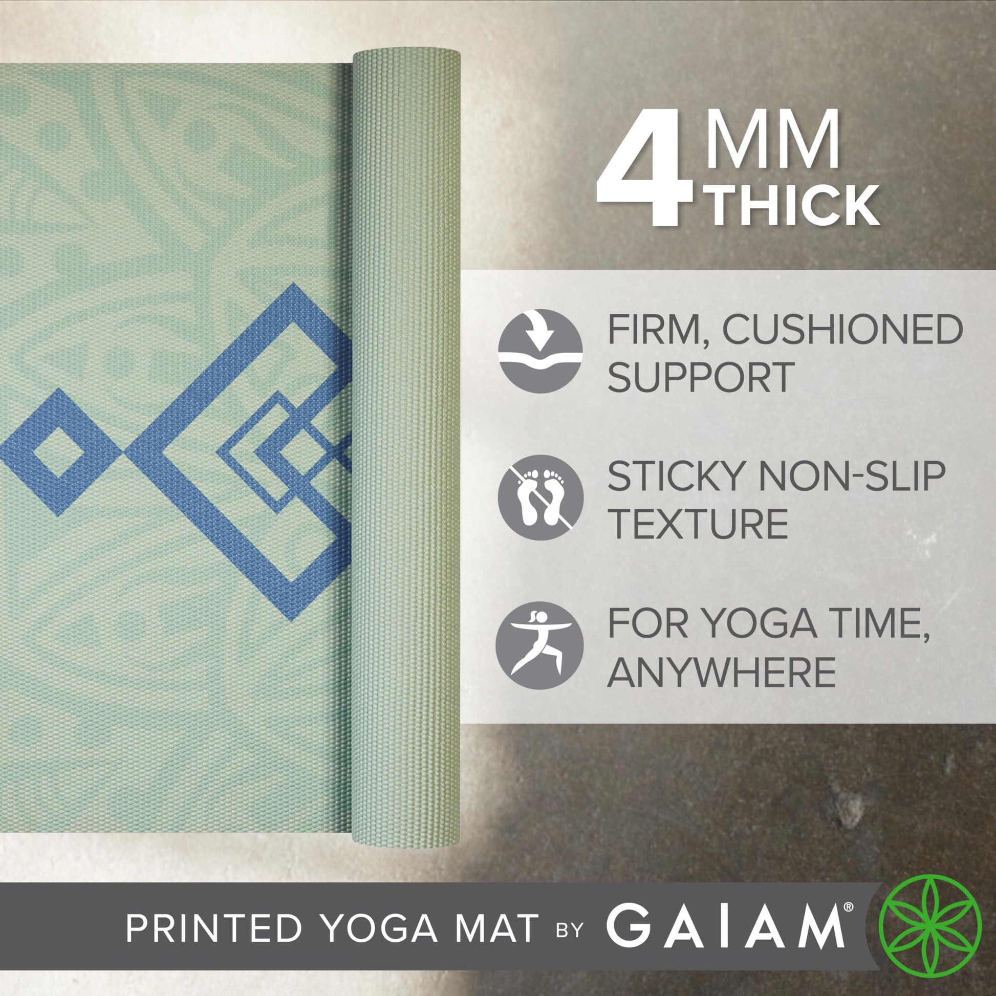Gaiam Print Yoga Mat, Non Slip Exercise & Fitness Mat for All Types of Yoga, Pilates & Floor Exercises - My Store