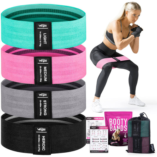 Resistance Bands for Working Out with Workout Bands Guide. 4 Booty Bands for Women Men Fabric Elastic Bands for Exercise Bands Resistance Bands for Legs Bands for Working Out Hip Thigh Glute Bands Set - My Store