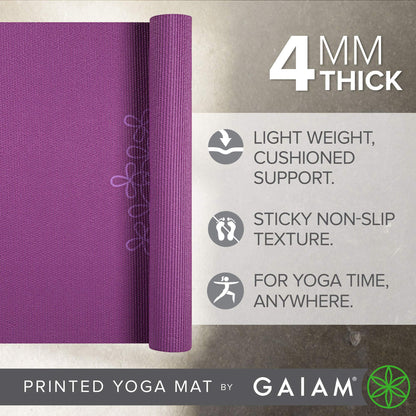 Gaiam Print Yoga Mat, Non Slip Exercise & Fitness Mat for All Types of Yoga, Pilates & Floor Exercises - My Store