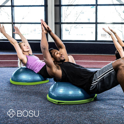 Bosu Balance Ball Exercise Trainer, Home Gym Equipment w/ Guided Workouts & Pump, 26", Blue - Inflatable Fitness Platform for Strength Training, Standing, Balancing, and Core Workout - My Store