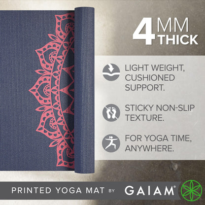 Gaiam Print Yoga Mat, Non Slip Exercise & Fitness Mat for All Types of Yoga, Pilates & Floor Exercises - My Store