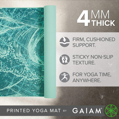 Gaiam Print Yoga Mat, Non Slip Exercise & Fitness Mat for All Types of Yoga, Pilates & Floor Exercises - My Store