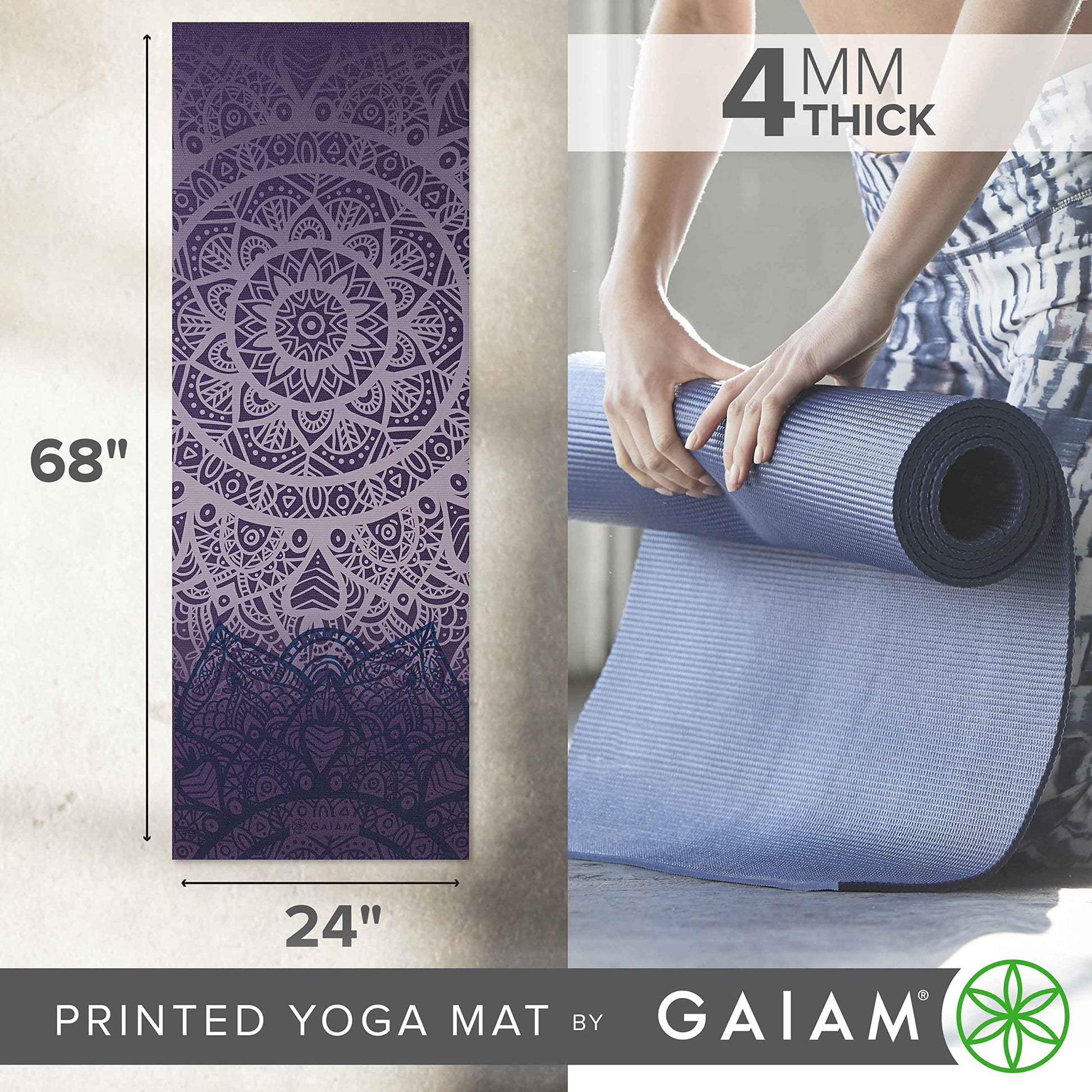 Gaiam Print Yoga Mat, Non Slip Exercise & Fitness Mat for All Types of Yoga, Pilates & Floor Exercises - My Store